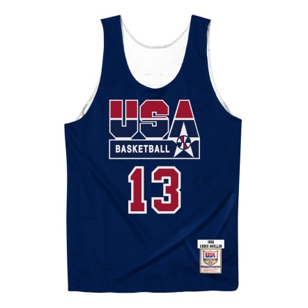 TEAM USA 92 CHRIS MULLIN 球員版雙面練習球衣 深藍白