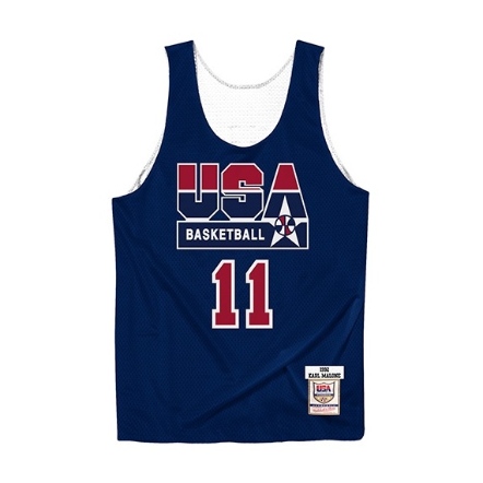 TEAM USA 92 KARL MALONE 球員版雙面練習球衣 深藍白