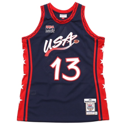 TEAM USA 96 SHAQUILLE ONEAL 球員版球衣 深藍 白